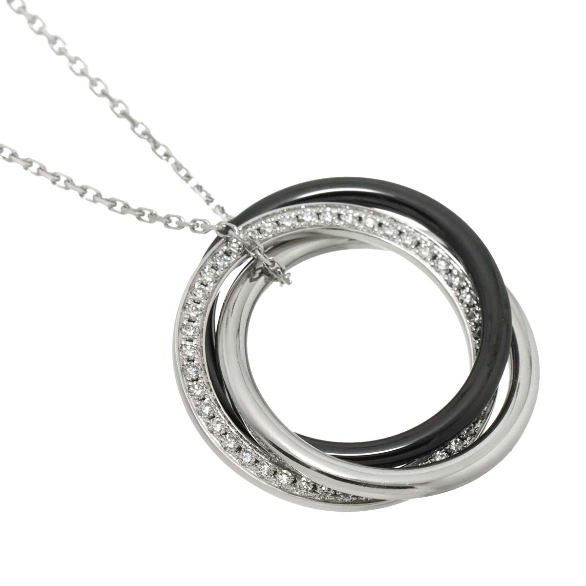 Trinity Diamond Necklace 18K WG 750 Ceramic