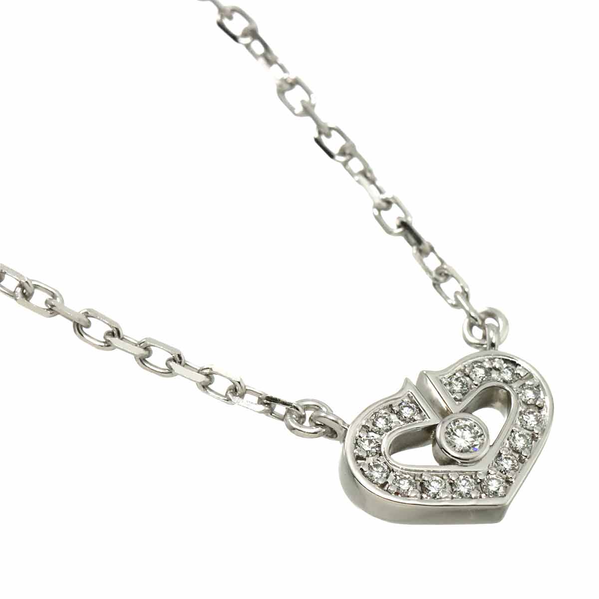 C Heart Diamond Necklace 18K White Gold 750
