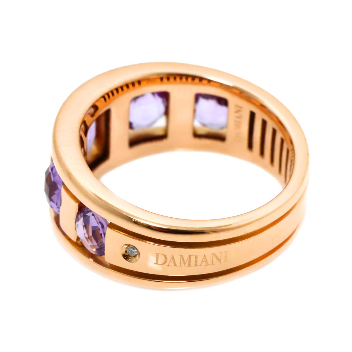 Amethyst Diamond Ring 18K Pink Gold 750 size6.25-6.5(US)
