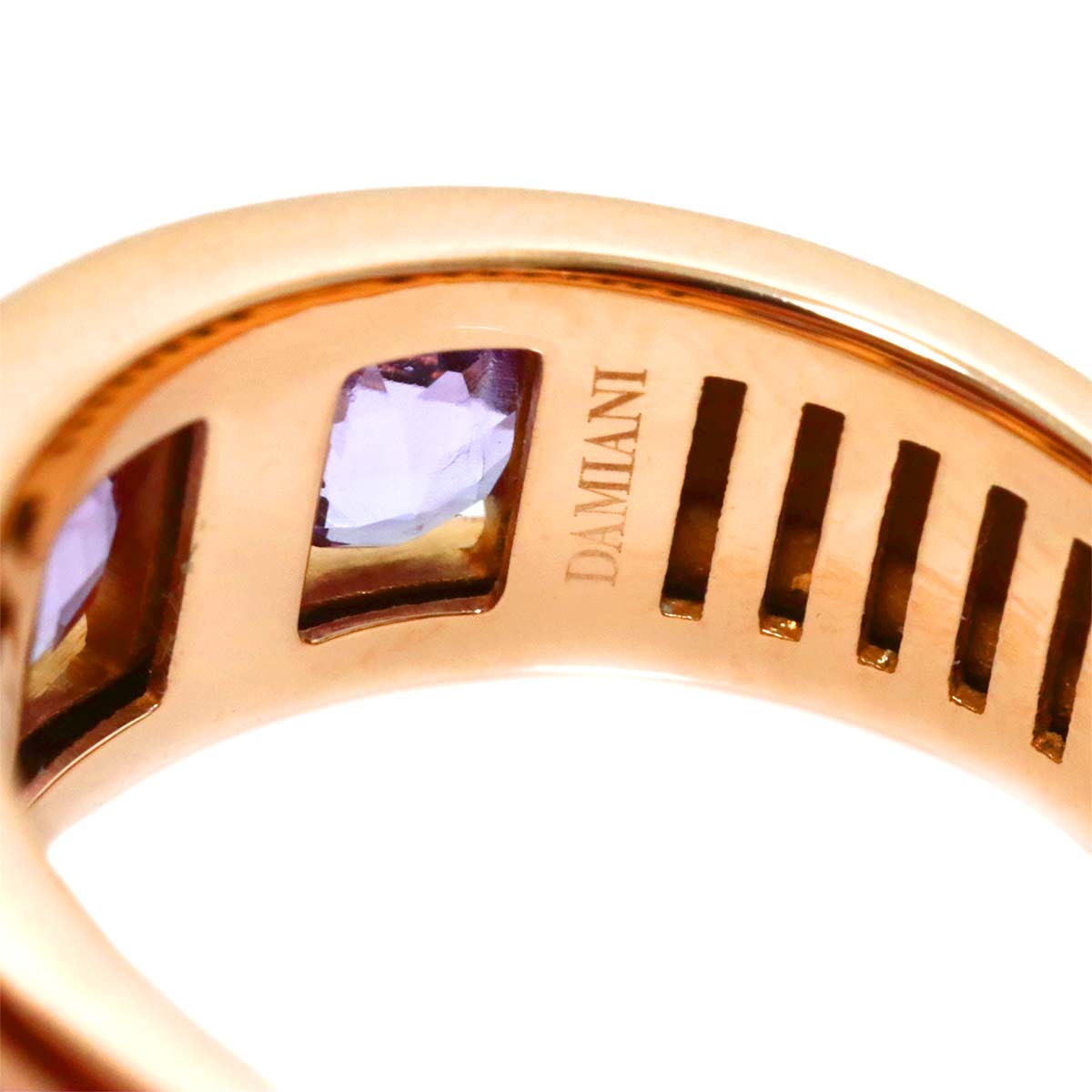 Amethyst Diamond Ring 18K Pink Gold 750 size6.25-6.5(US)