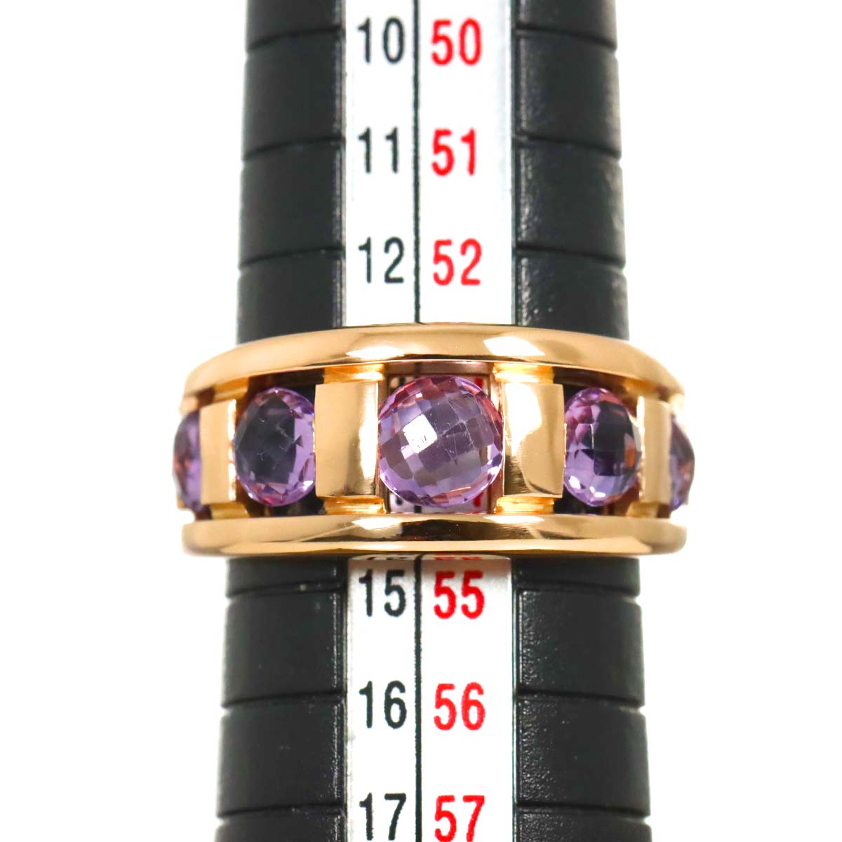 Amethyst Diamond Ring 18K Pink Gold 750 size6.25-6.5(US)