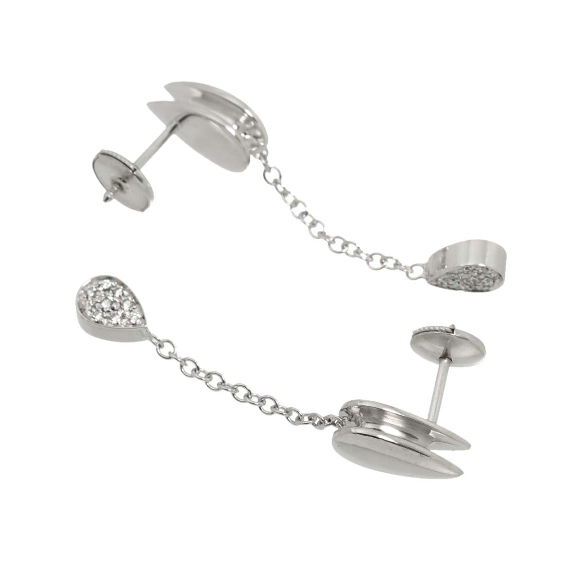 Teardrop Diamond Earrings Pierced 18K WG 750