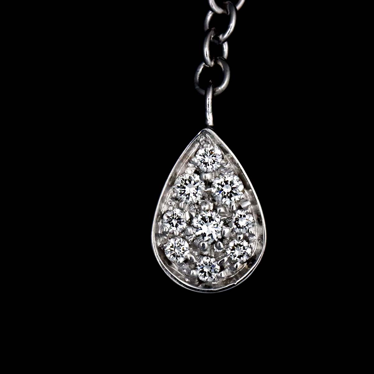 Teardrop Diamond Earrings Pierced 18K WG 750