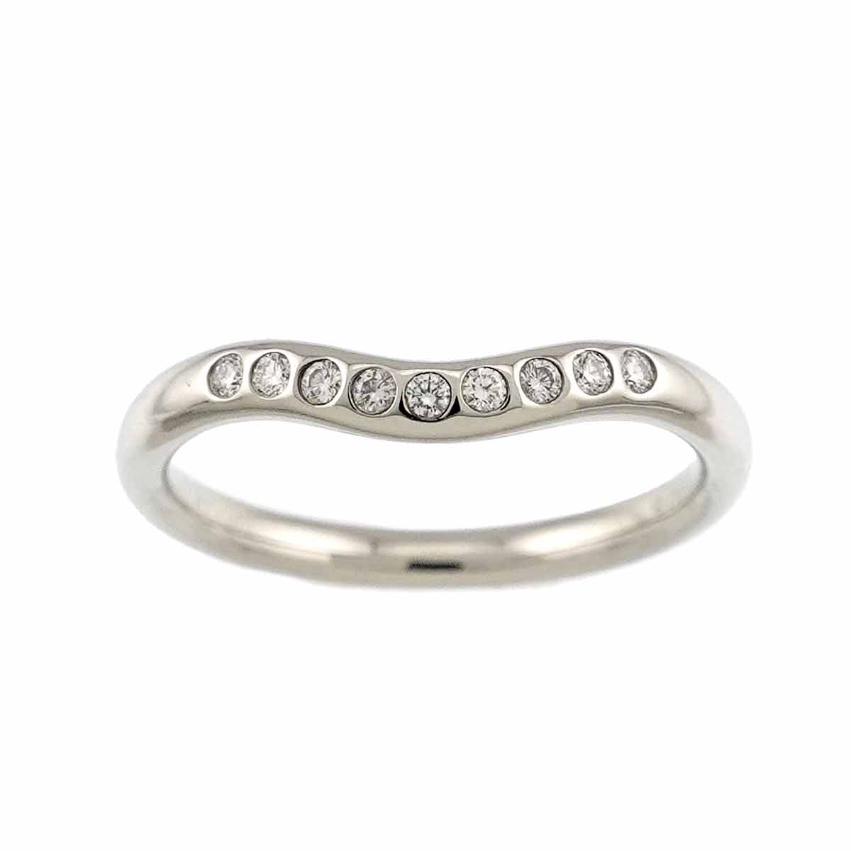 Curved Band Diamond Ring Platinum size4.5(US)