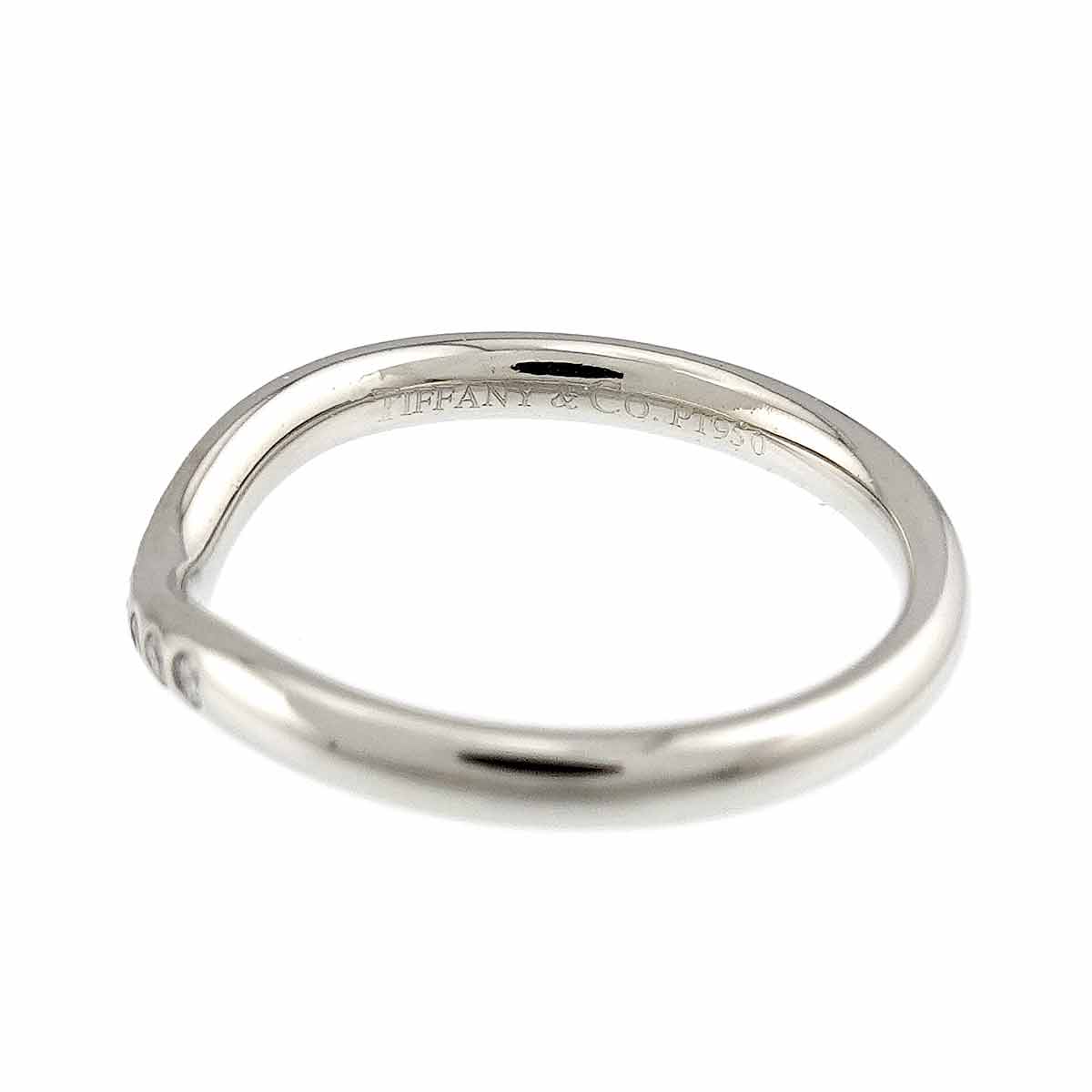 Curved Band Diamond Ring Platinum size4.5(US)