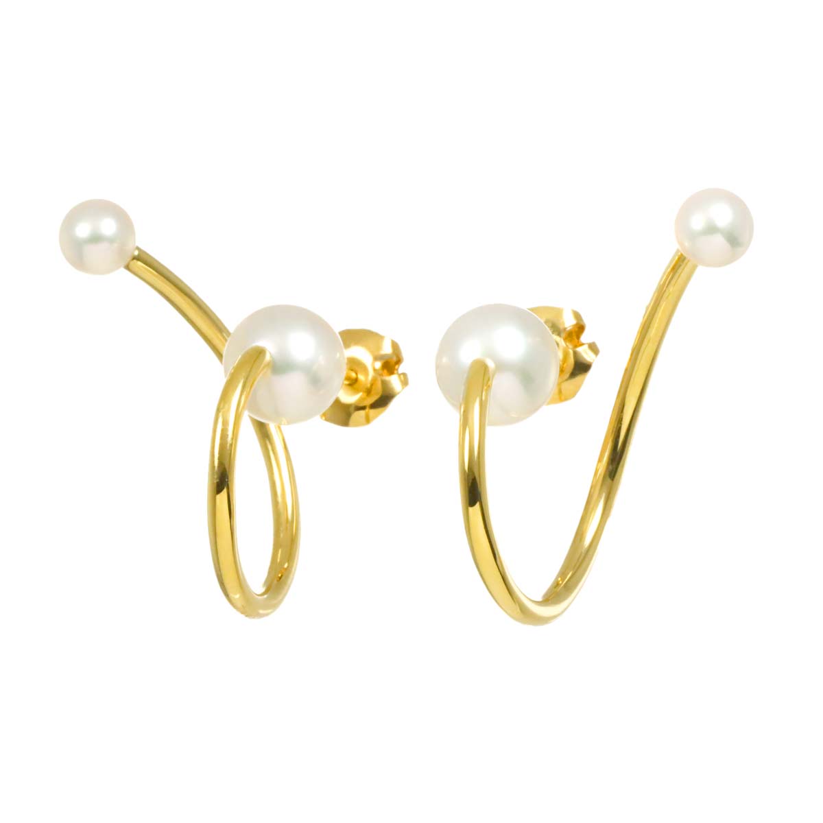 Balance Akoya Pearl 7.7-5.0mm Earrings Pierced 18K YG 750
