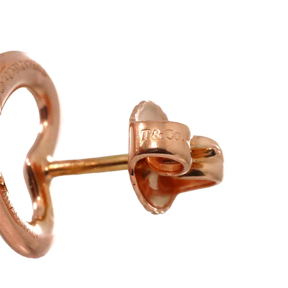 Open Heart Earrings Pierced 18K Pink Gold 750