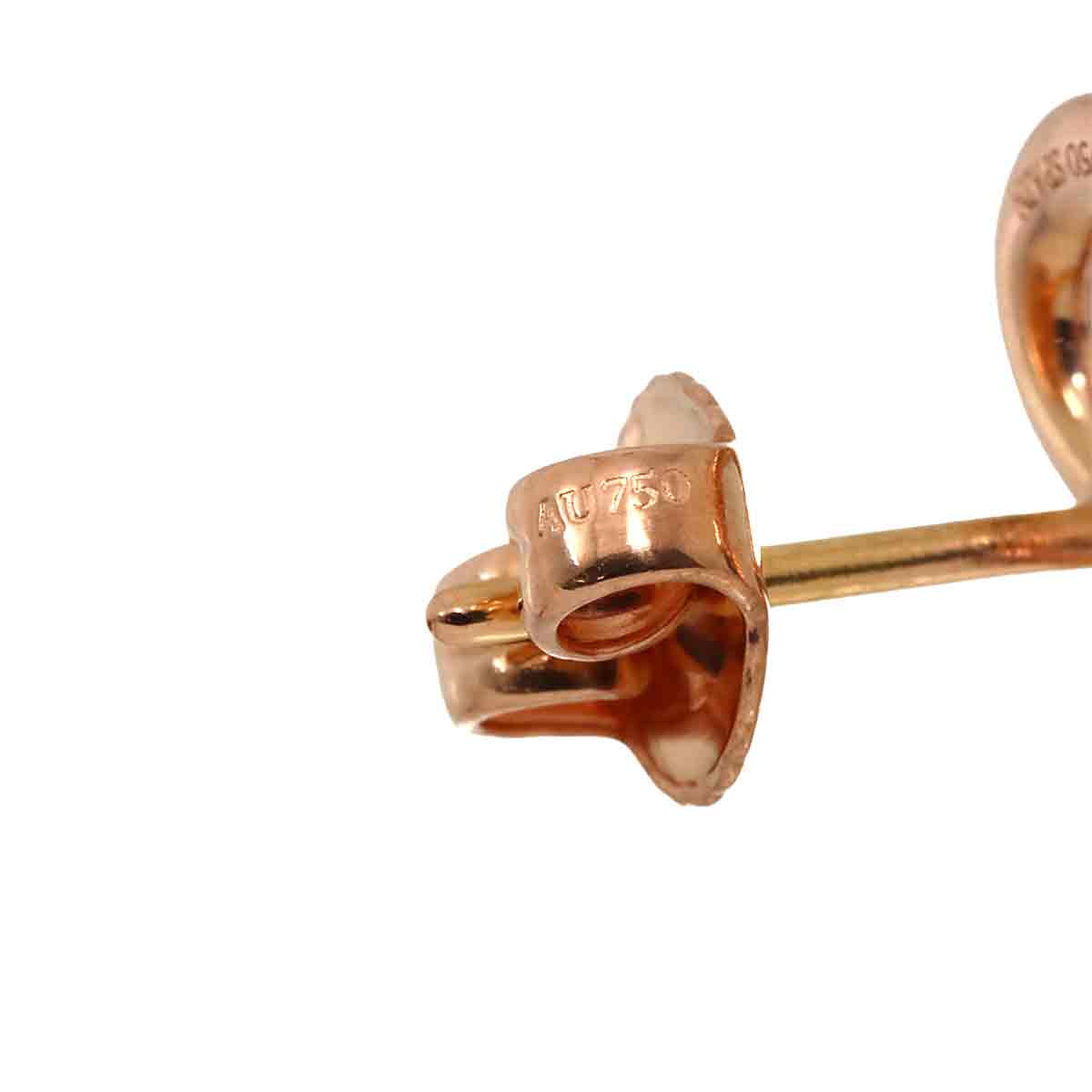 Open Heart Earrings Pierced 18K Pink Gold 750