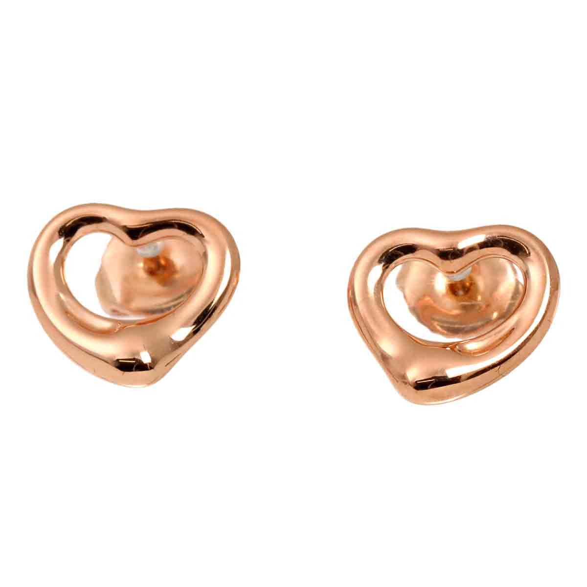 Open Heart Earrings Pierced 18K Pink Gold 750