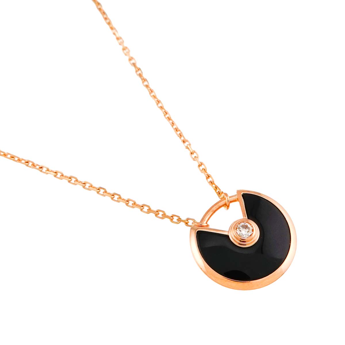 Amulette De Onyx Diamond Necklace XS 18K Pink Gold 750