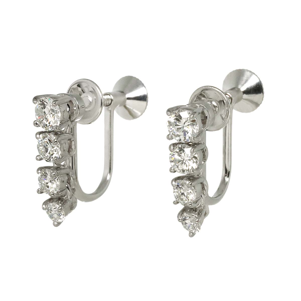 Diamond 0.37ct/0.37ct Earrings 18K White Gold 750