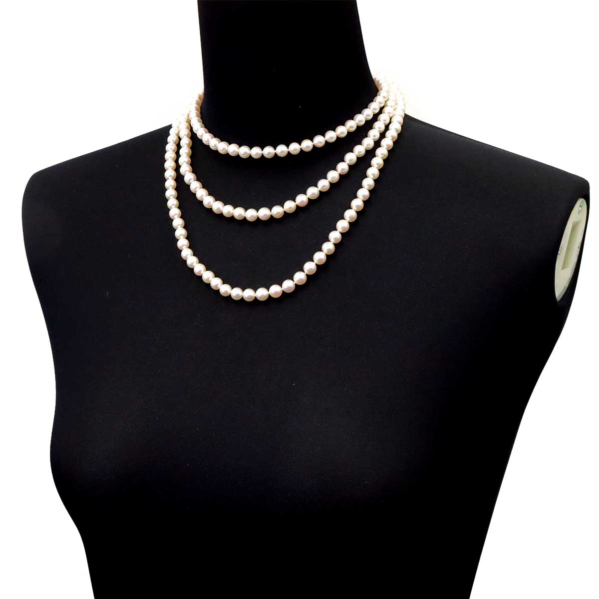 Akoya Pearl 7.0-6.4mm Long Necklace SV Silver 925