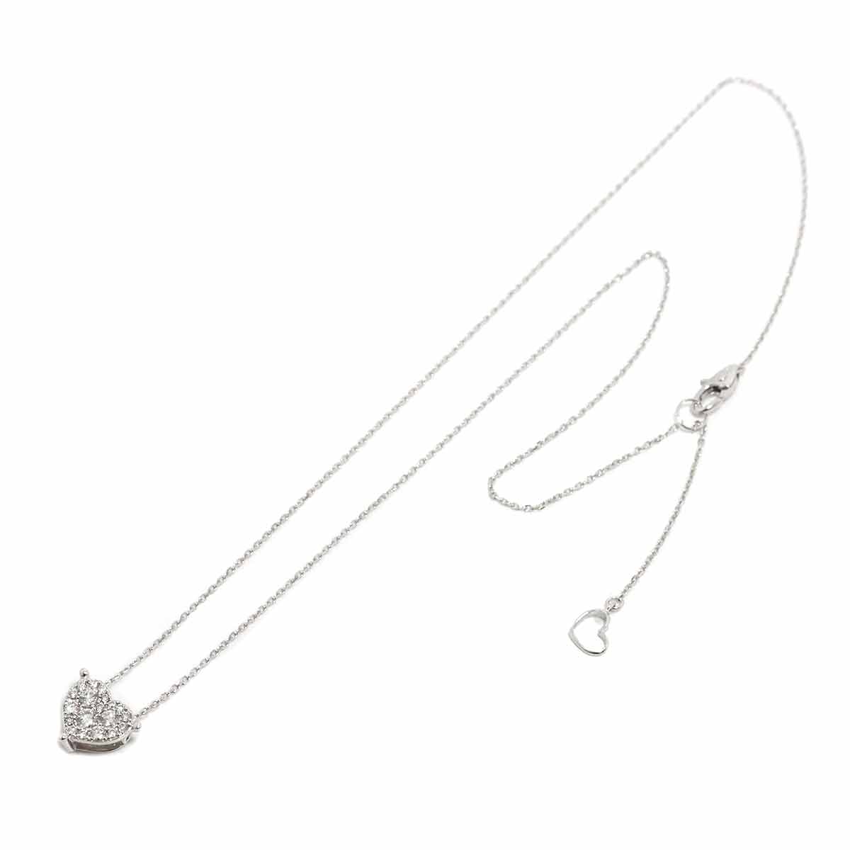 Heart Motif Diamond 0.29ct Necklace 18K White Gold 750