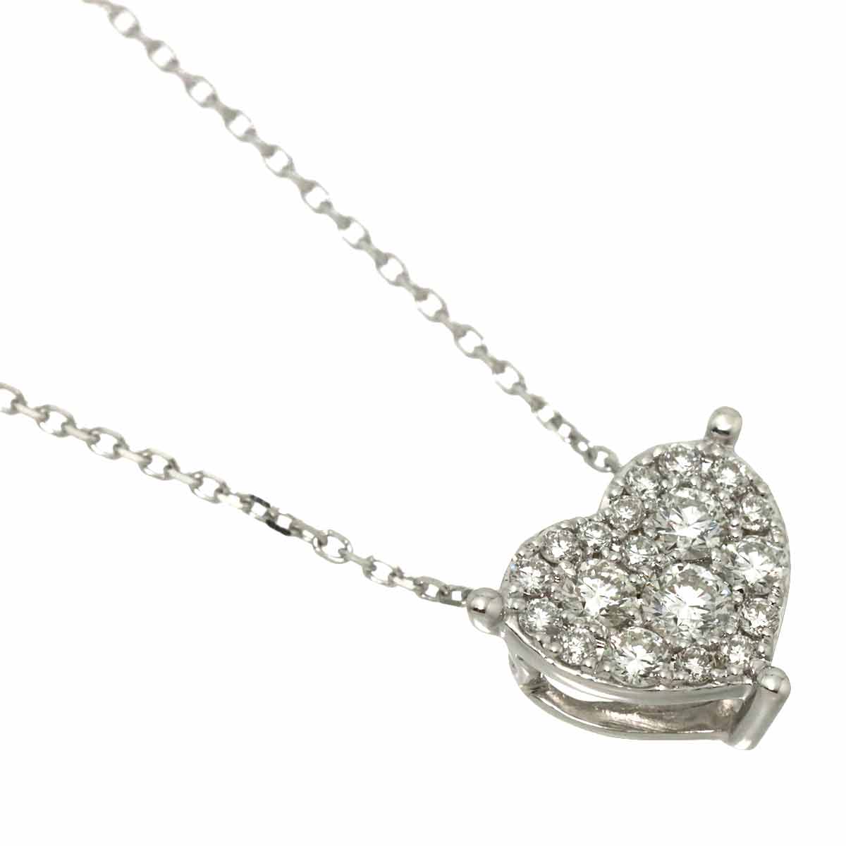 Heart Motif Diamond 0.29ct Necklace 18K White Gold 750