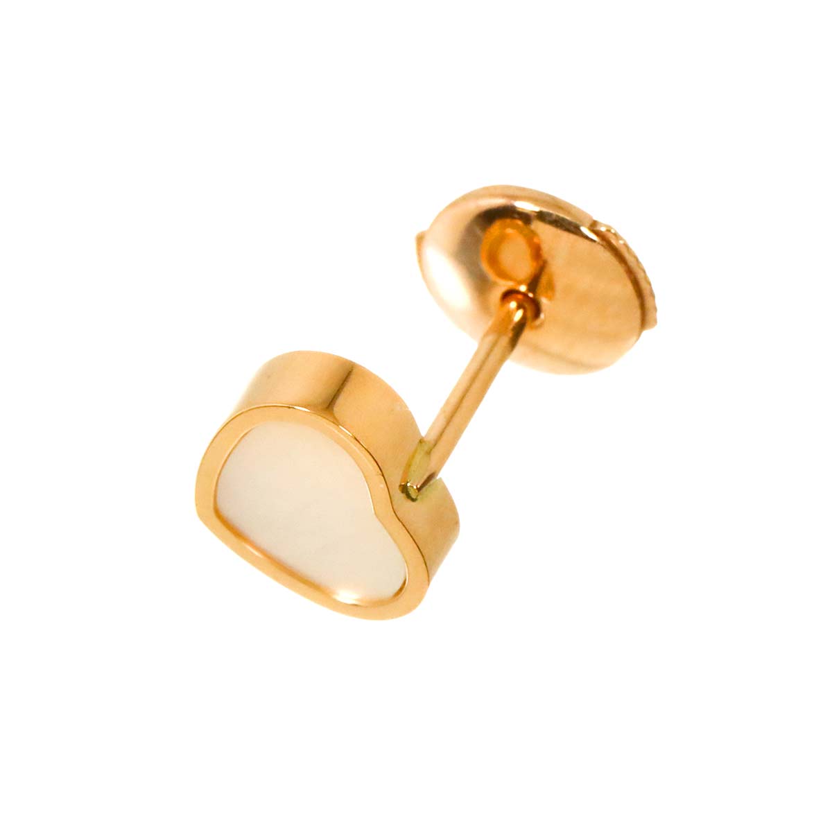 Happy Heart MOP Earring Pierced 18K PG 750 One Piece only