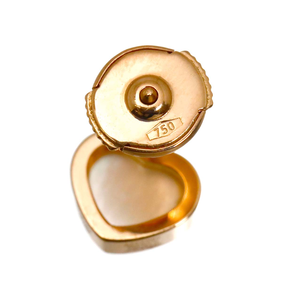 Happy Heart MOP Earring Pierced 18K PG 750 One Piece only