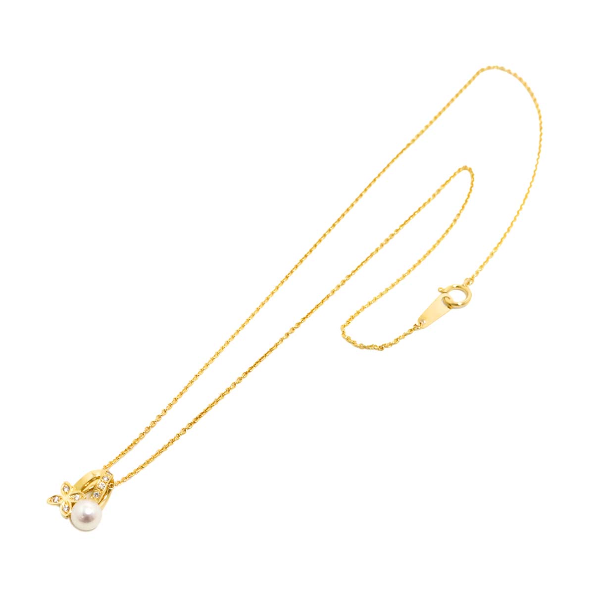 Akoya Pearl 5.6mm Diamond Necklace 18K YG 750