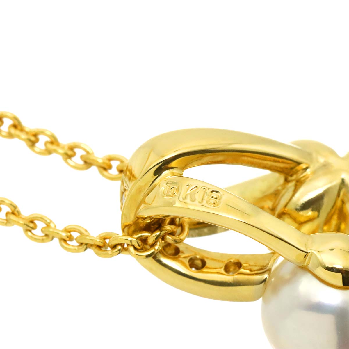 Akoya Pearl 5.6mm Diamond Necklace 18K YG 750