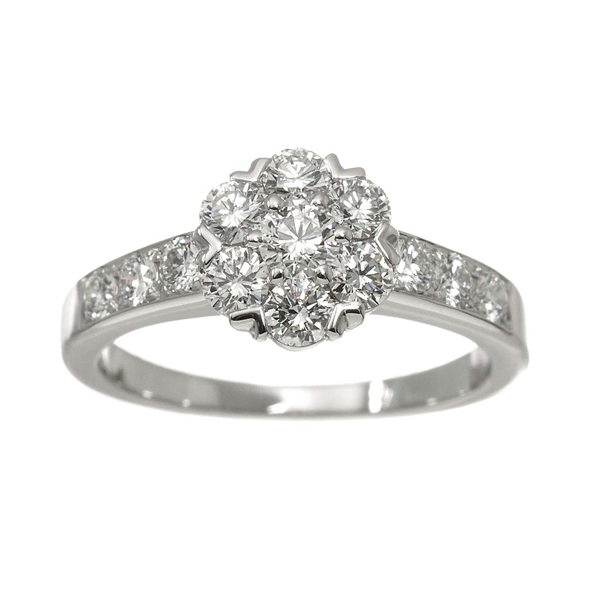 Fleurette Diamond Ring 18K WG 750 size48 4.5(US)