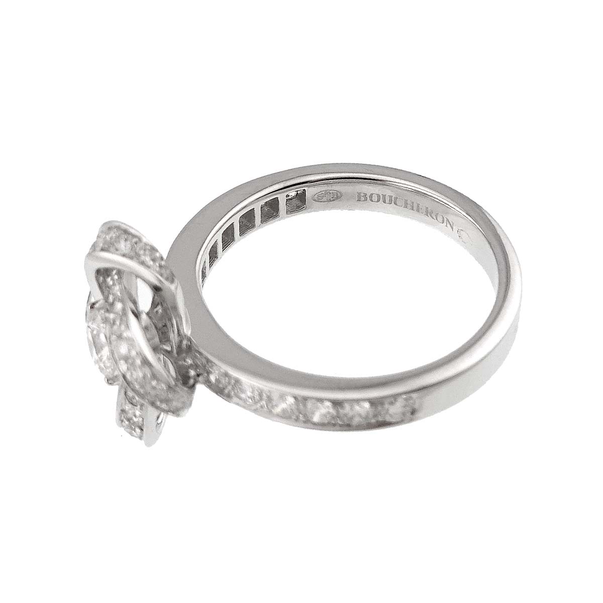 Pivoine Diamond Flower Motif Ring 18K WG 750 Size50 5.25(US)