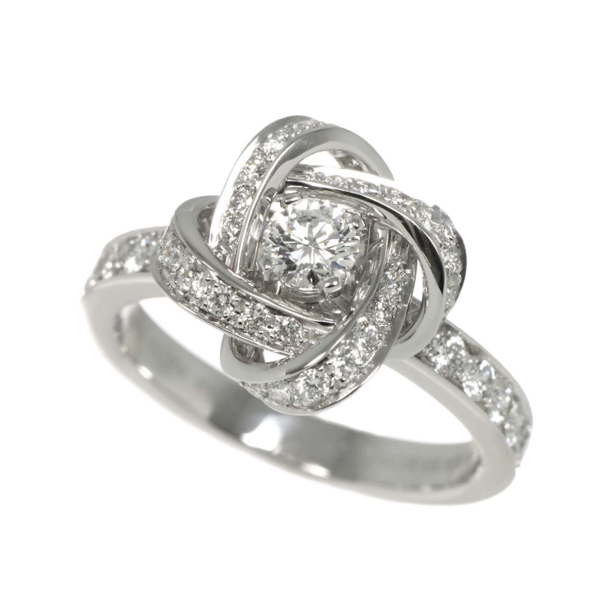 Pivoine Diamond Flower Motif Ring 18K WG 750 Size50 5.25(US)