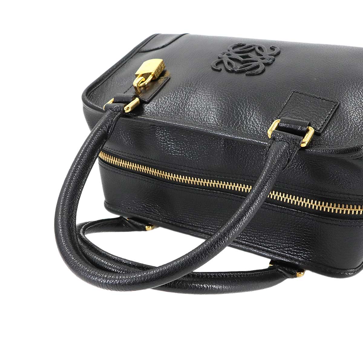 Amazona 28 Hand Bag Leather Black Anagram Purse