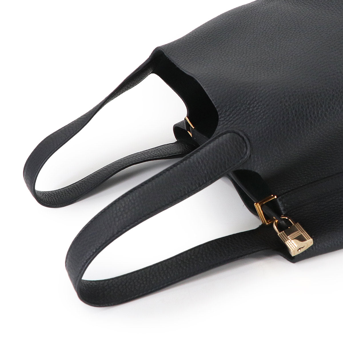 Picotin Lock MM Hand Bag Taurillon Clemence Black Purse