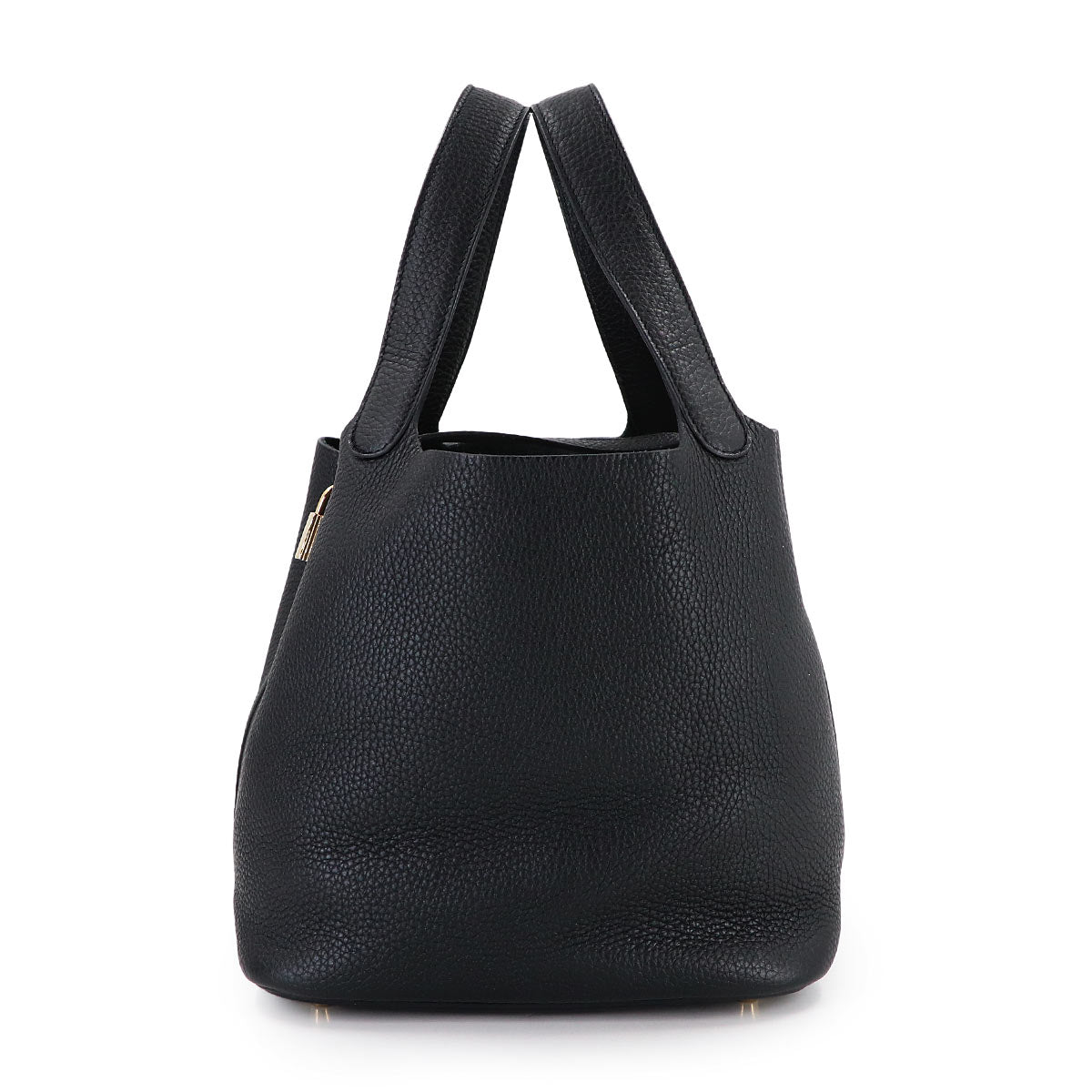 Picotin Lock MM Hand Bag Taurillon Clemence Black Purse