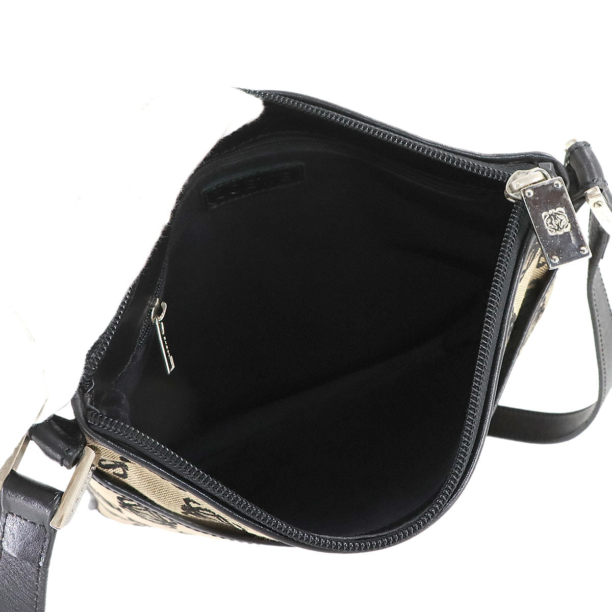 Anagram Shouder Bag Canvas Leather Brown Black Purse