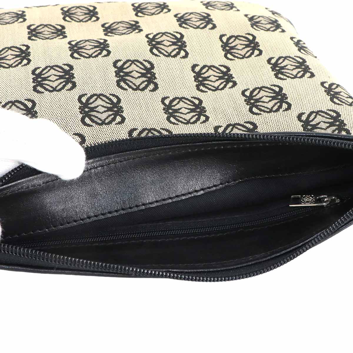 Anagram Shouder Bag Canvas Leather Brown Black Purse