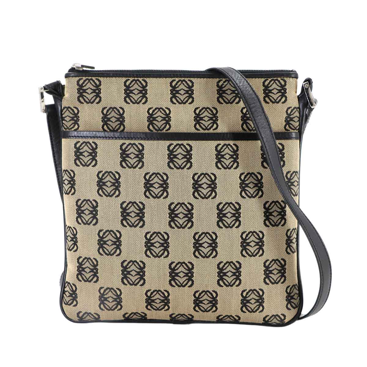 Anagram Shouder Bag Canvas Leather Brown Black Purse
