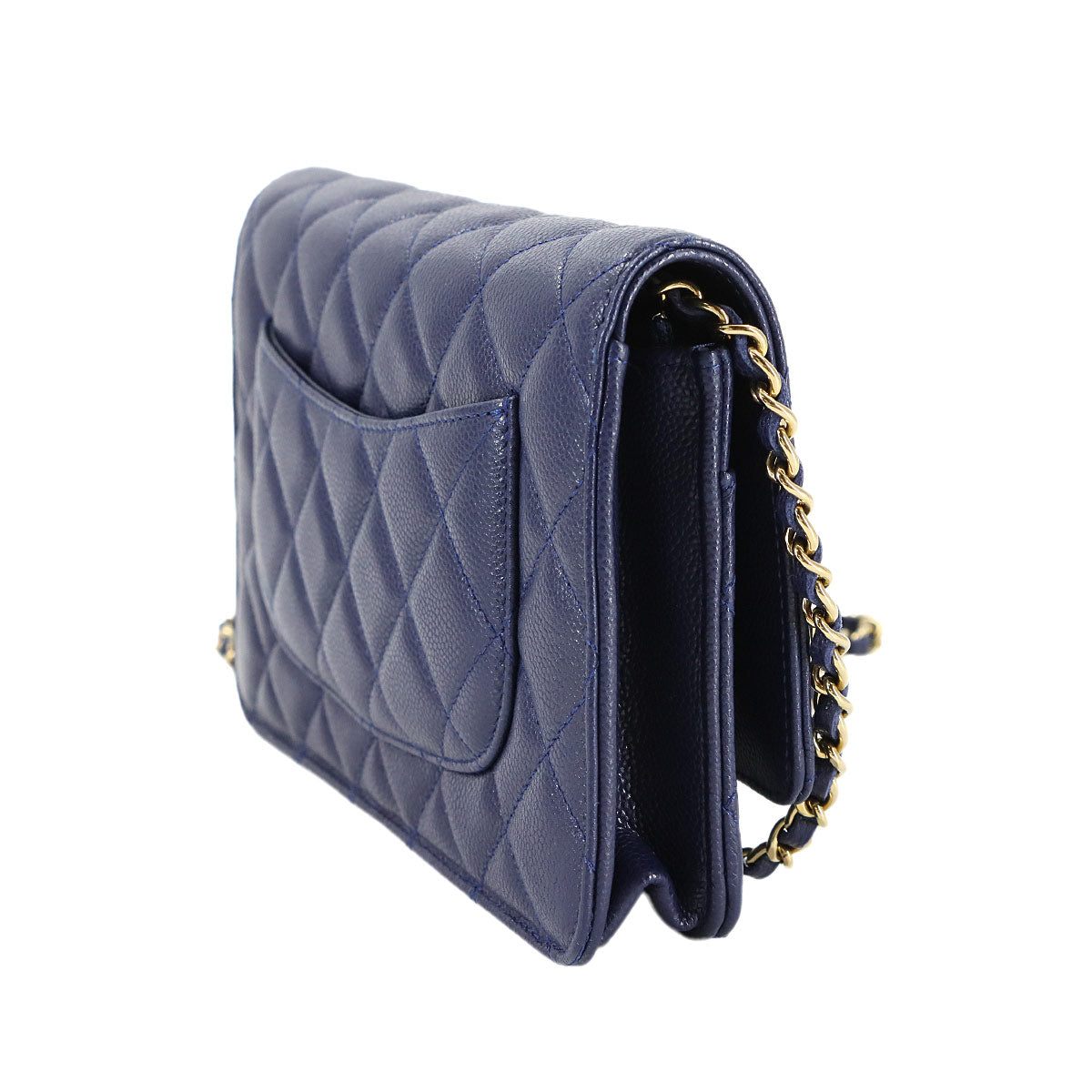 Matelasse Classic Chain Wallet Leather Navy AP0250