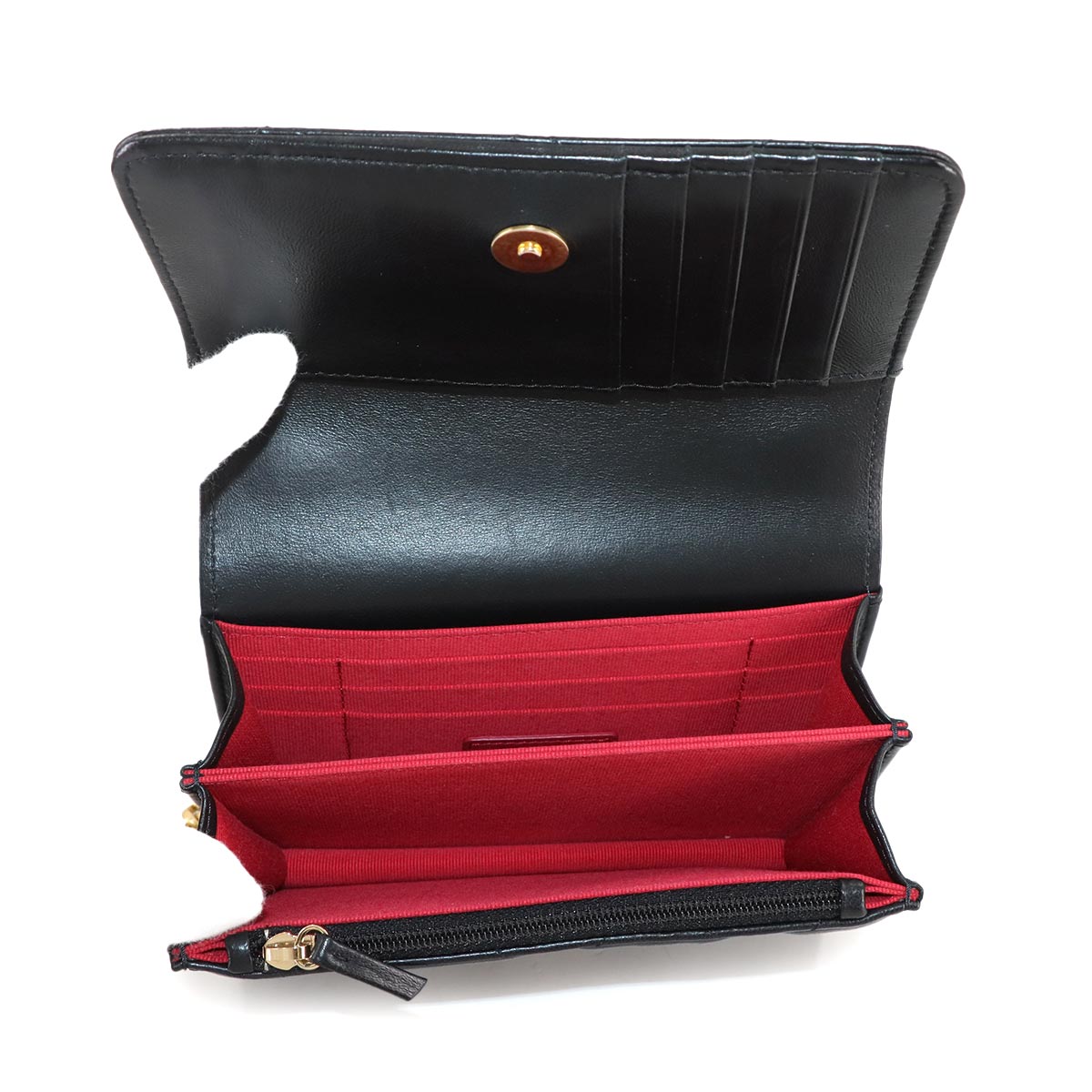 Matelasse Chain Wallet Leather Black AP2635