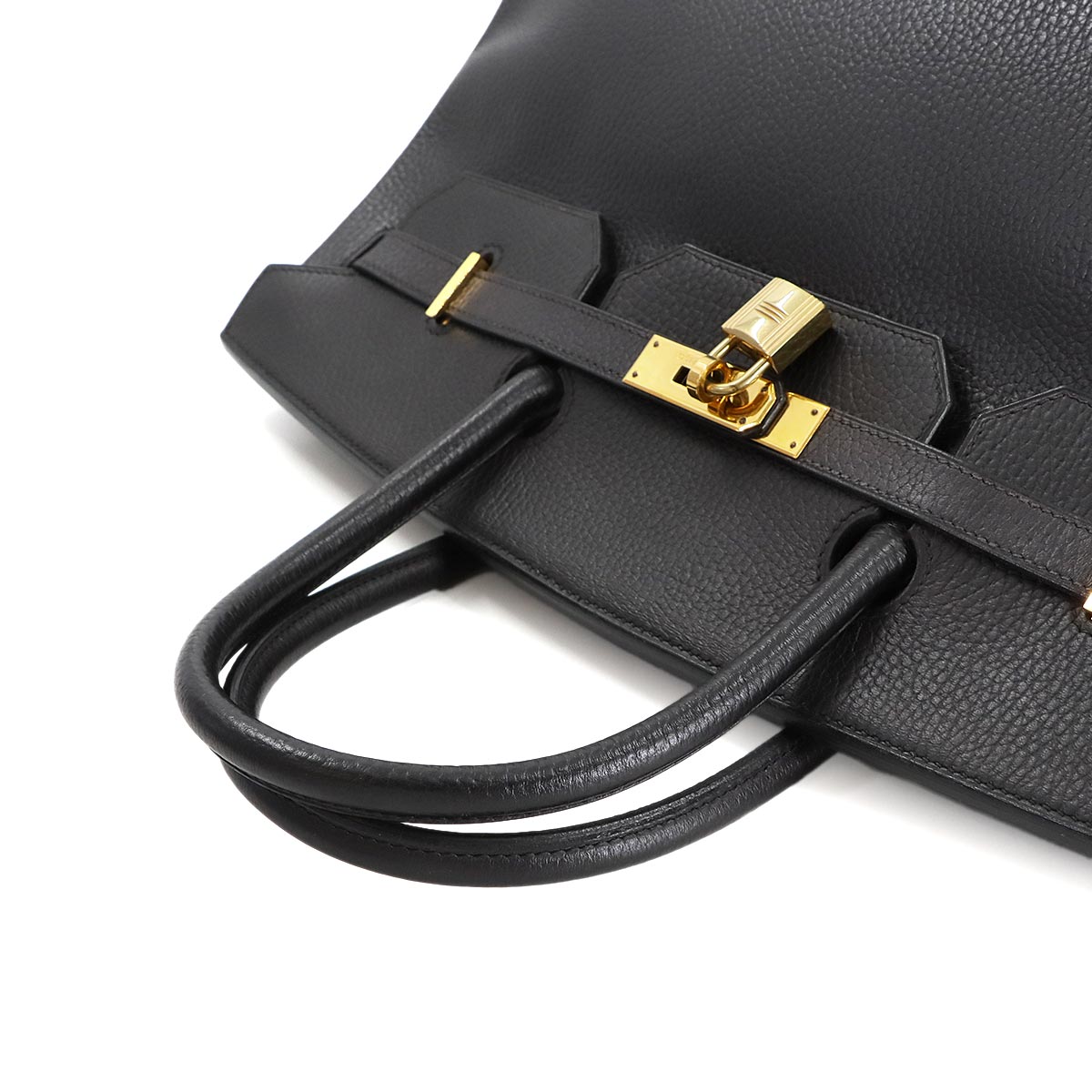 Birkin 40 Ardennes Leather Black Hand Bag Vintage Purse