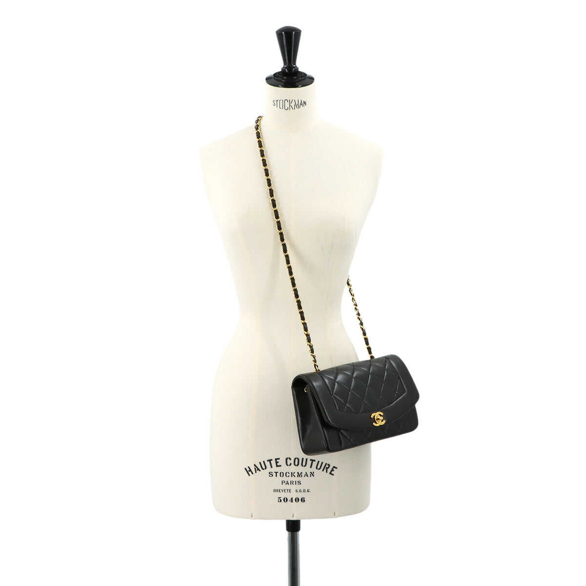Diana Matelasse 22 Chain Shoulder Bag Leather A01164 Vintage