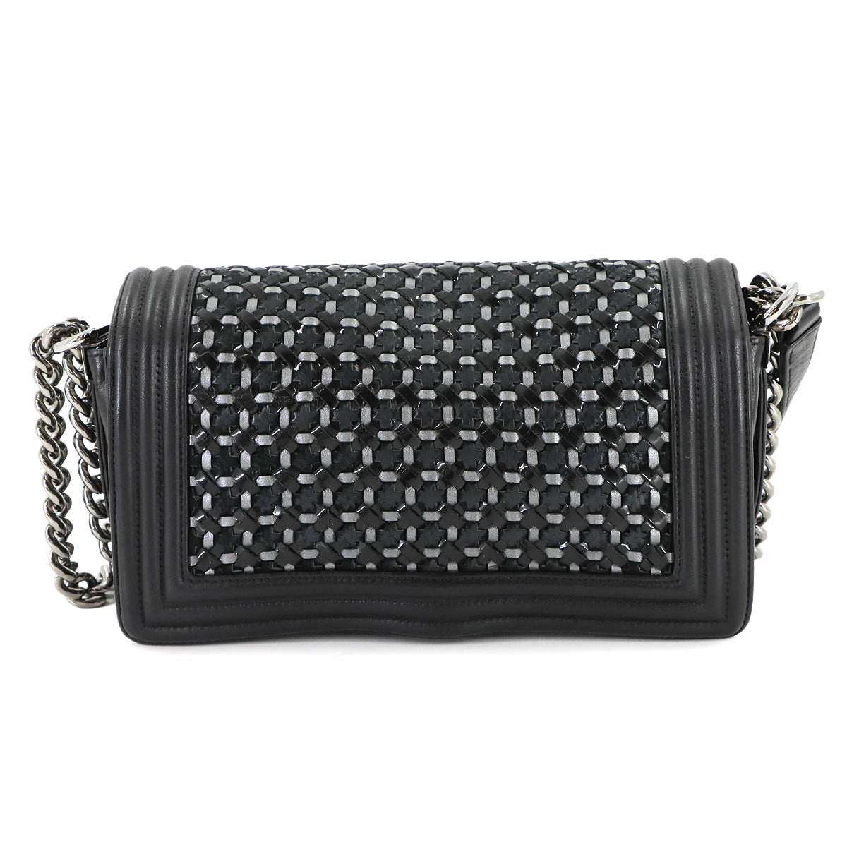 BOY CHANEL Chain Shoulder Bag Leather Enamel Black A67086 Purse