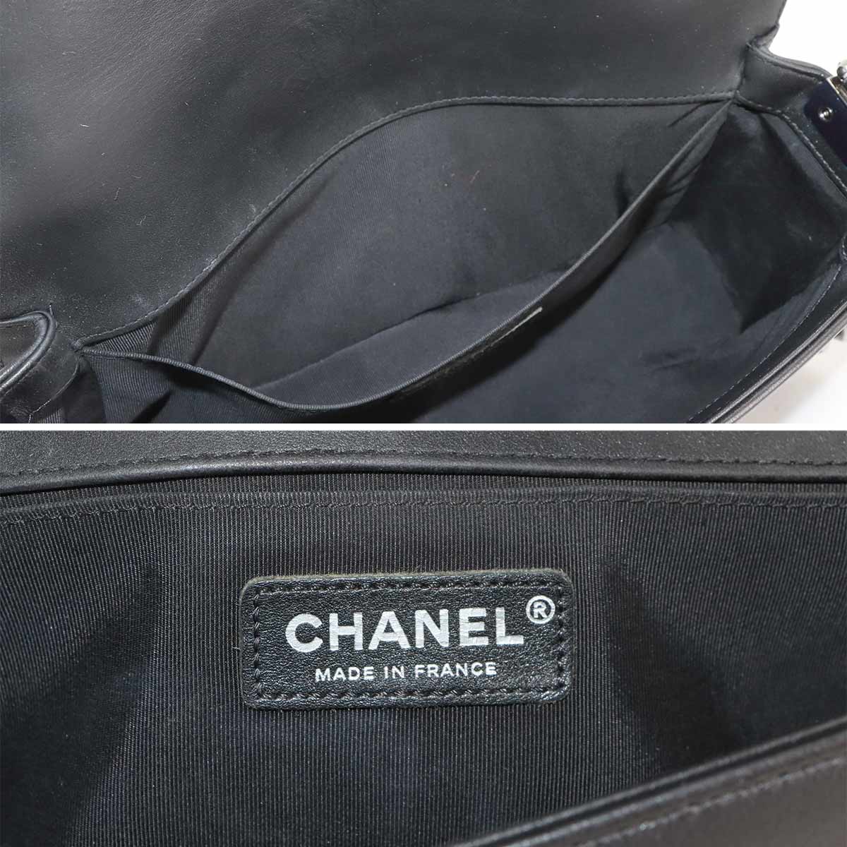 BOY CHANEL Chain Shoulder Bag Leather Enamel Black A67086 Purse