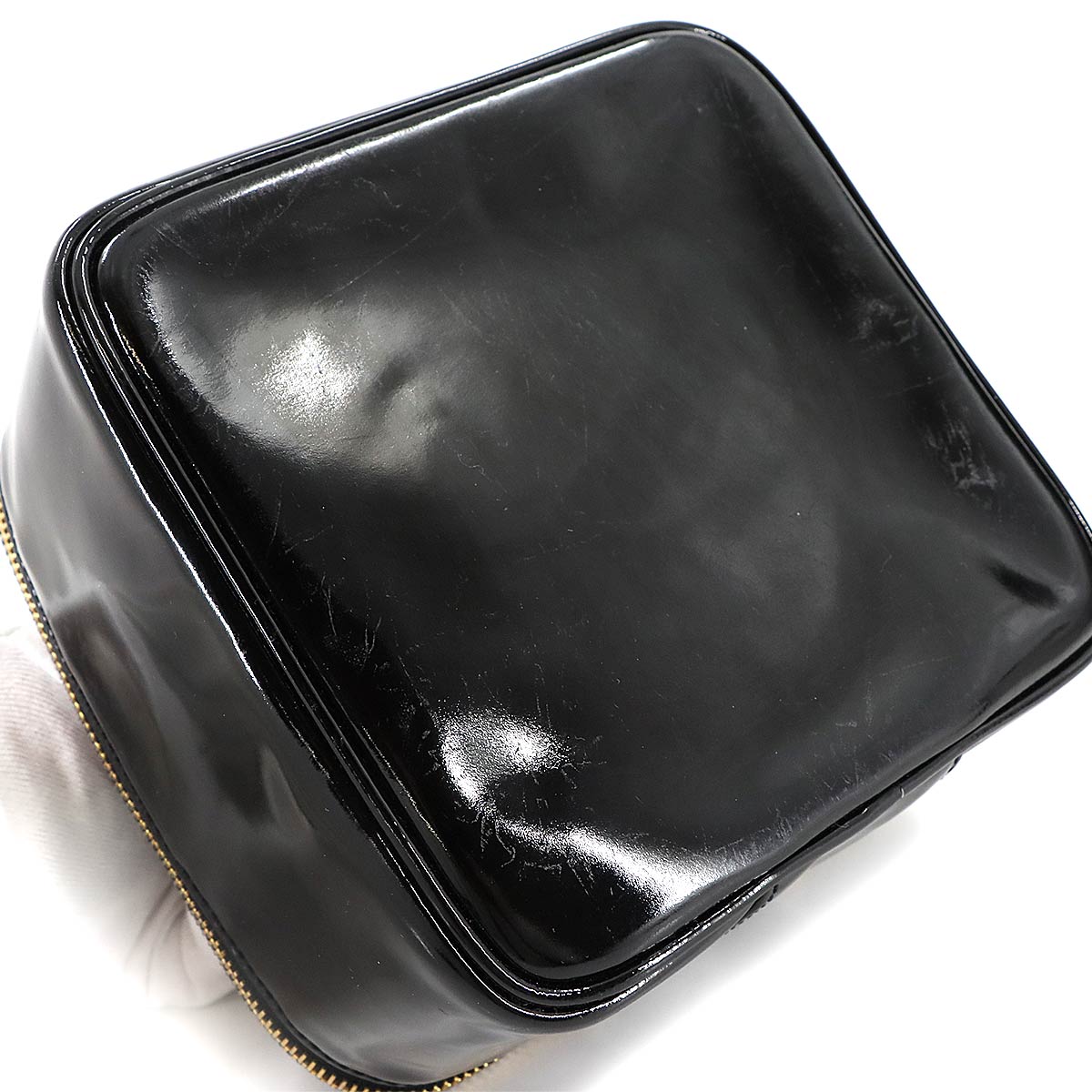 CC Vanity Hand Bag Enamel Black A07058 Purse