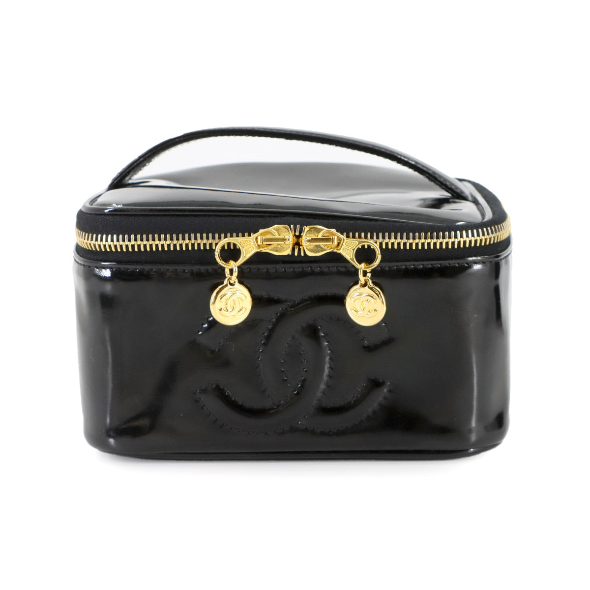 CC Vanity Hand Bag Enamel Black A07058 Purse