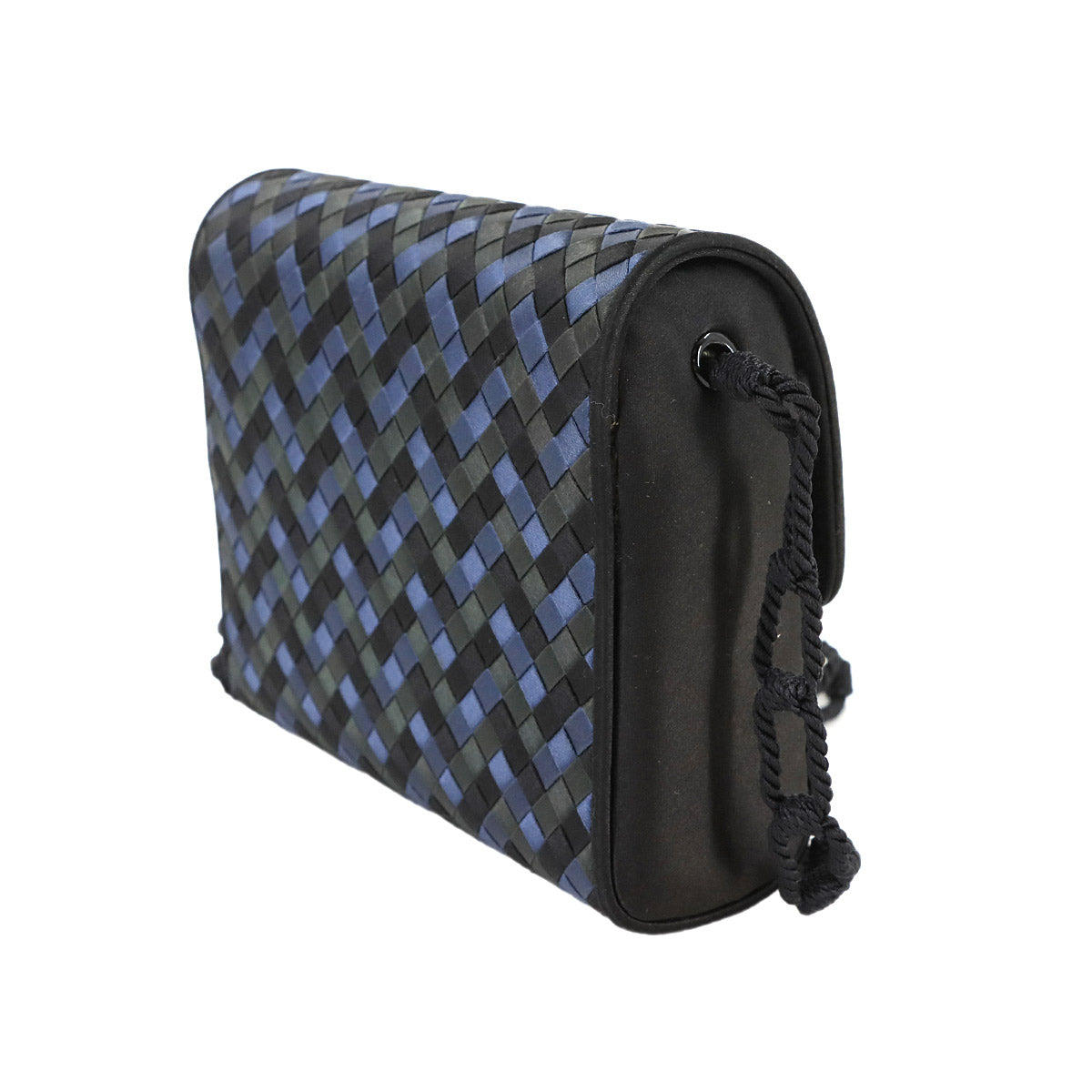Intrecciato Shoulder Bag Satin Black Navy Purse