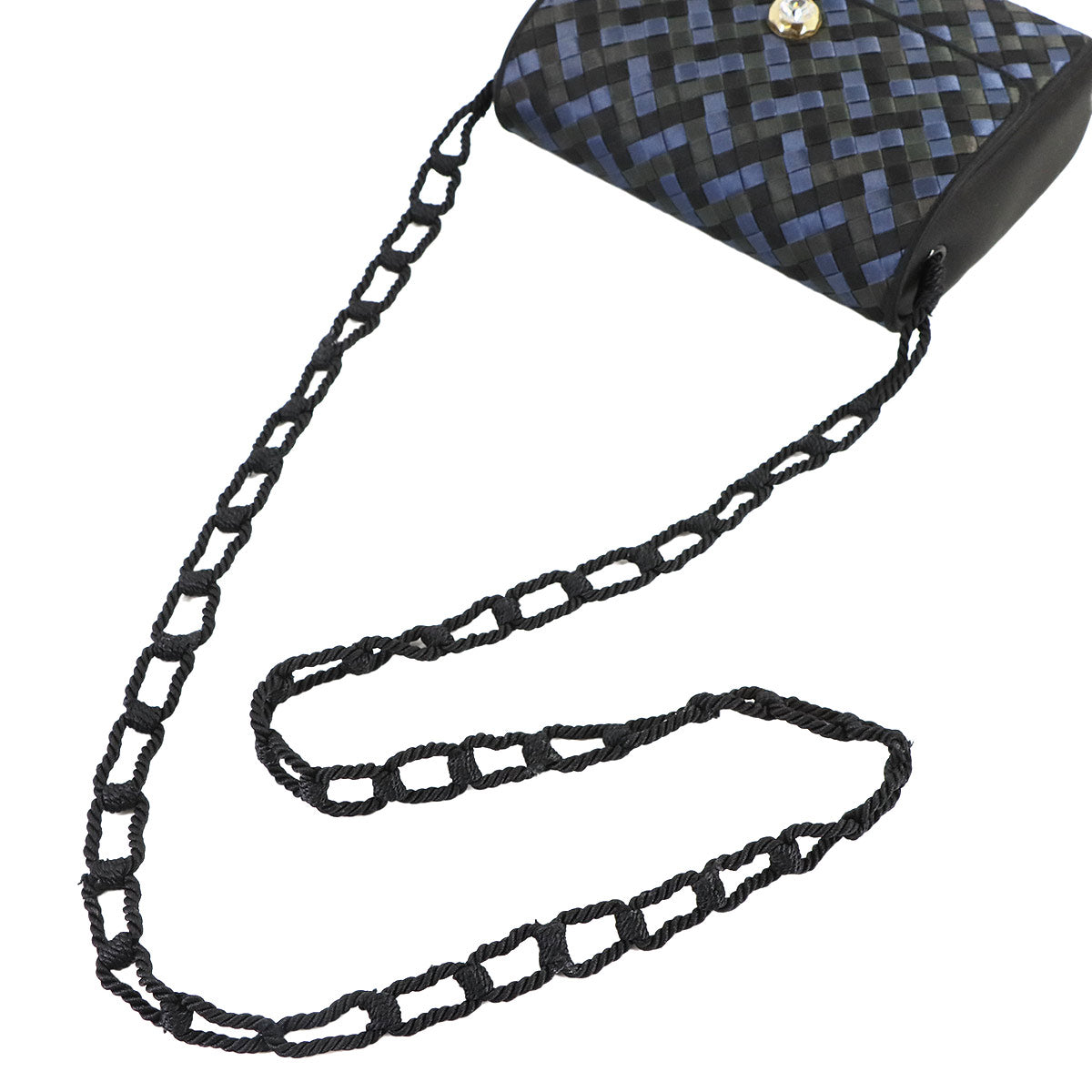 Intrecciato Shoulder Bag Satin Black Navy Purse