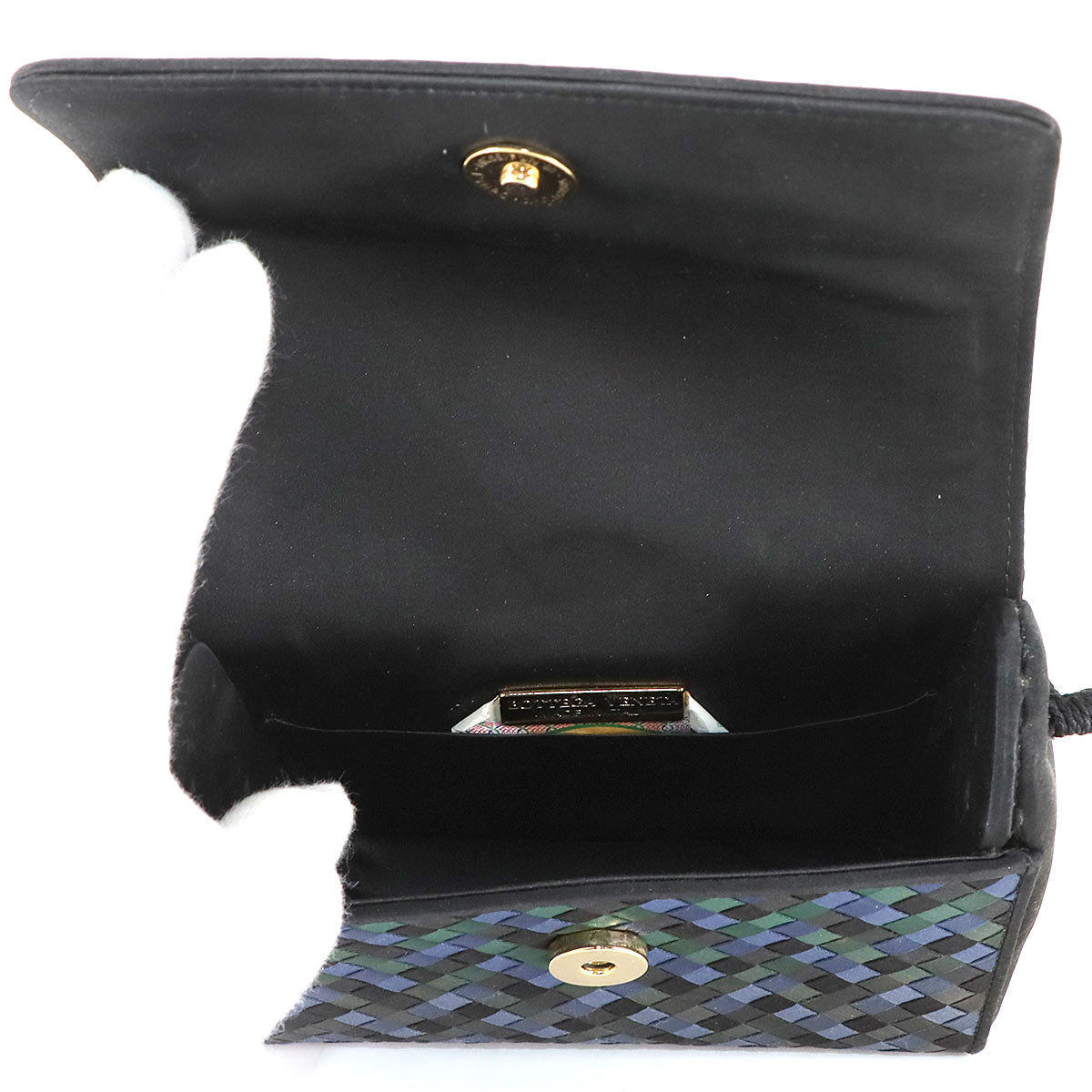 Intrecciato Shoulder Bag Satin Black Navy Purse