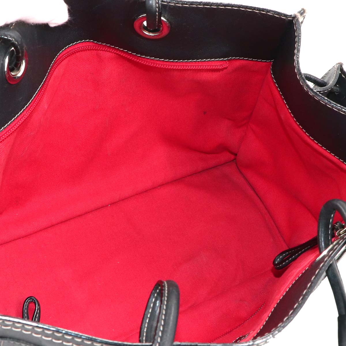 Anagram Logos Tote Bag Leather Black Purse