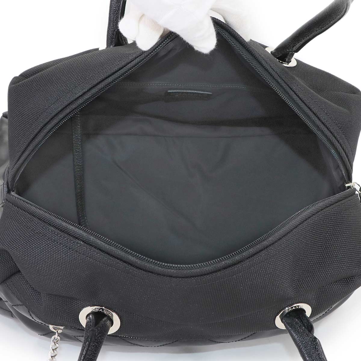 Paris Biarritz Boston Bag PVC Nylon Leather Black
