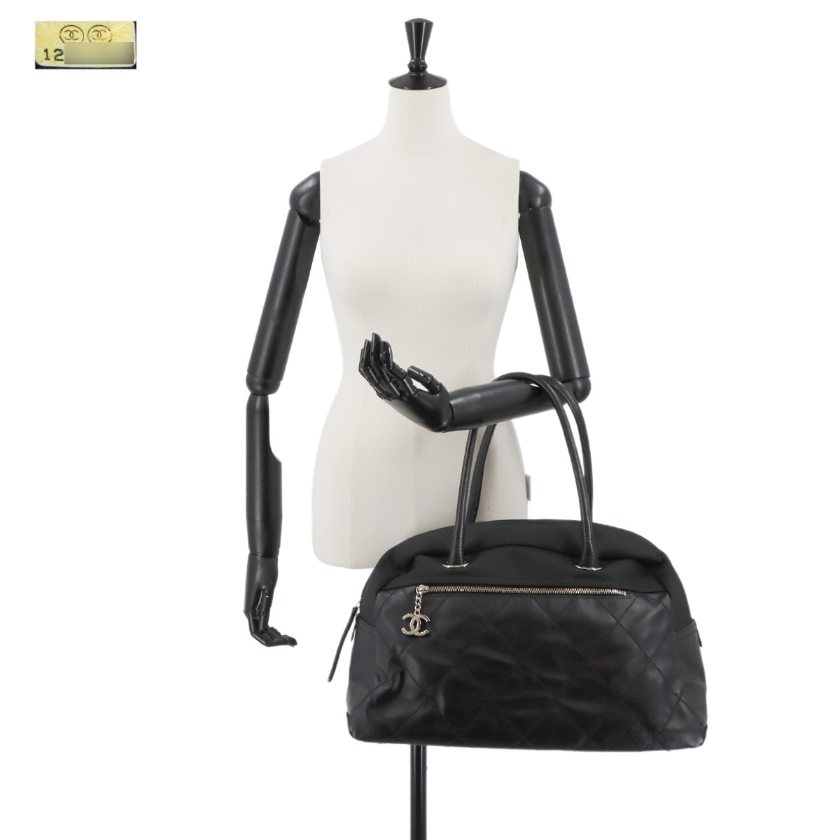 Paris Biarritz Boston Bag PVC Nylon Leather Black