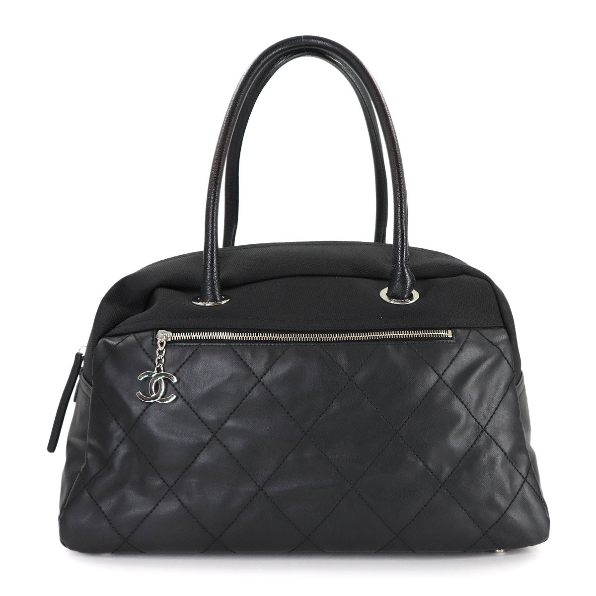 Paris Biarritz Boston Bag PVC Nylon Leather Black