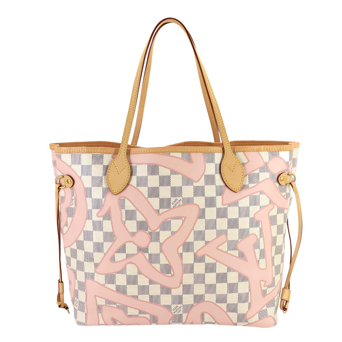 Damier Azur Tahiti Neverfull MM Tote Bag White N41050