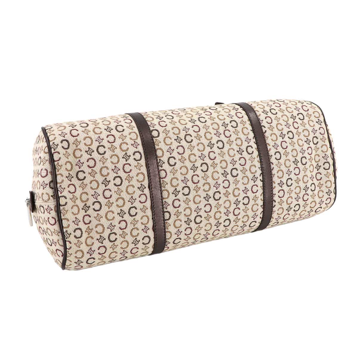 C Macadam Mini Boston Hand Bag Canvas Leather Beige Brown Purse