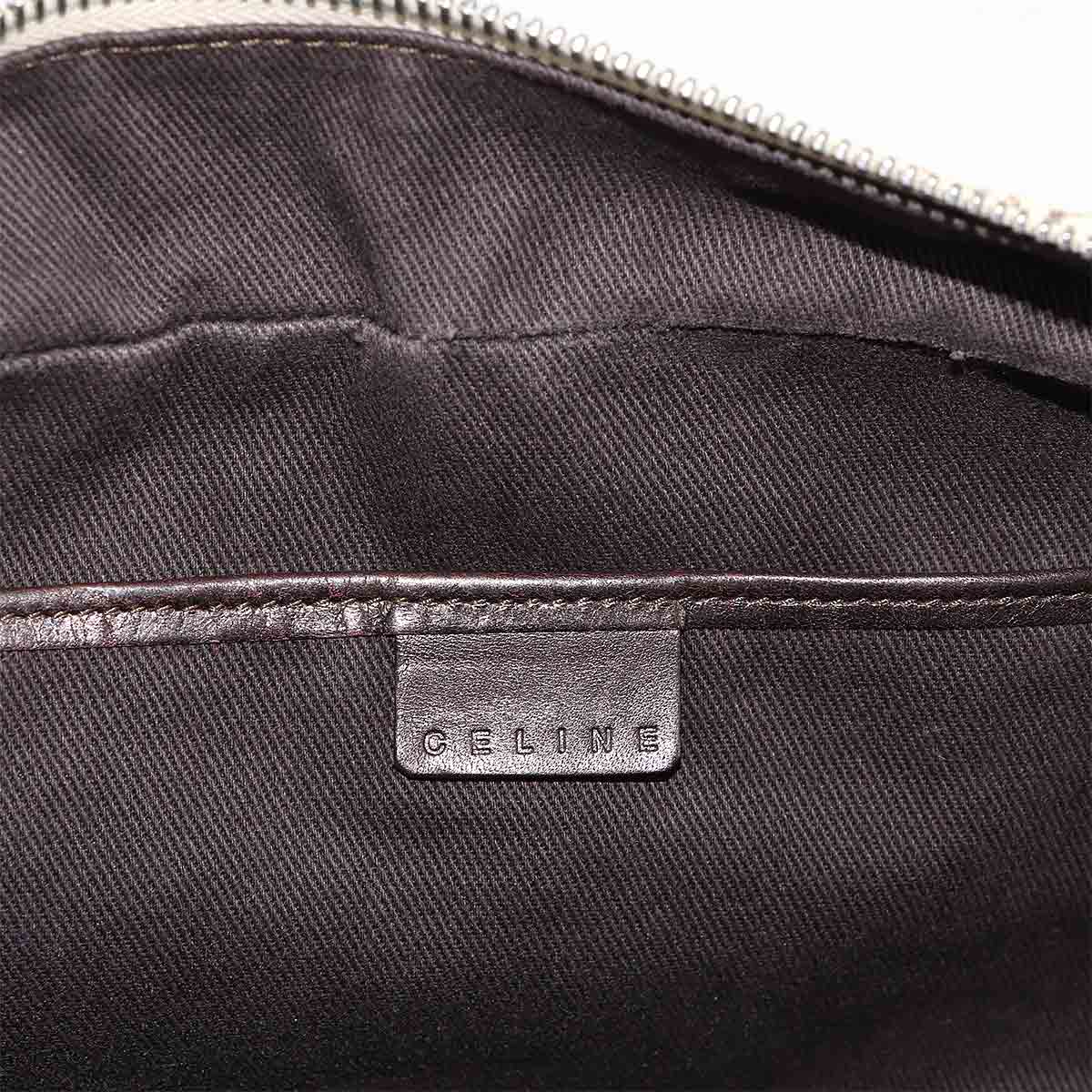 C Macadam Mini Boston Hand Bag Canvas Leather Beige Brown Purse