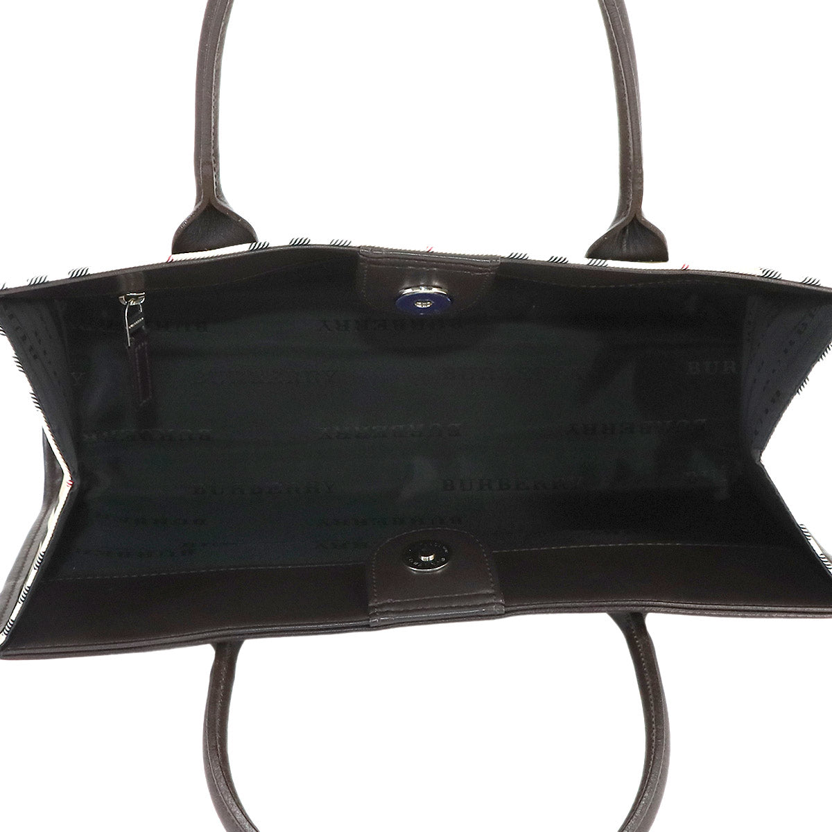 Plaid Hand Bag Canvas Leather Beige Brown Purse